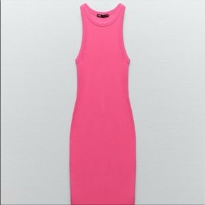 ❤️ Zara midi ribbed dress in pink NWT